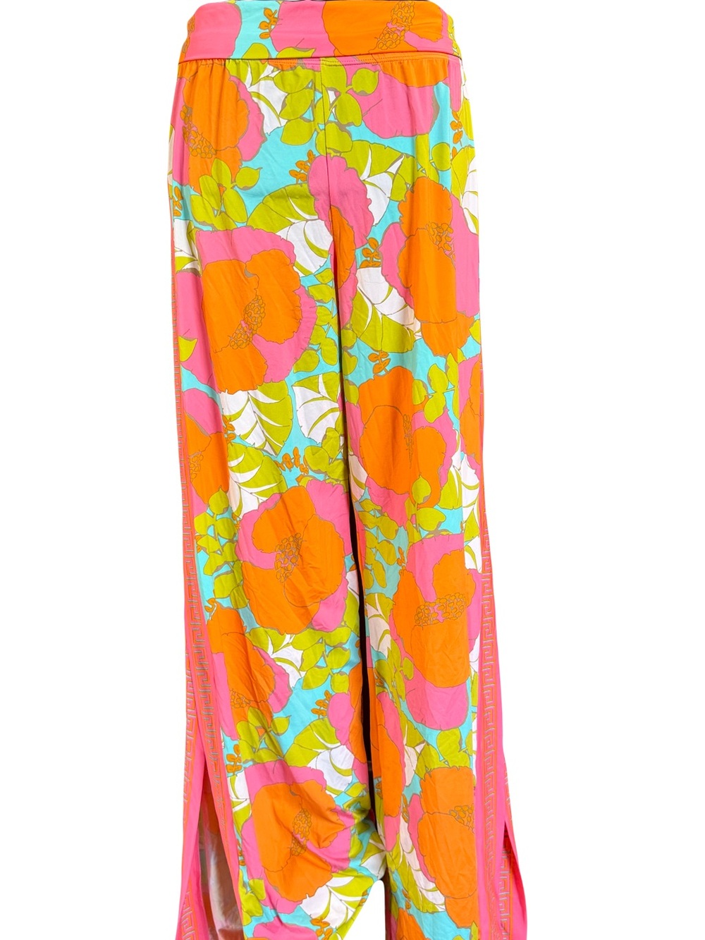 Trina Turk Vibrant Floral Wide-Leg Pants in Pink, Orange & Aqua